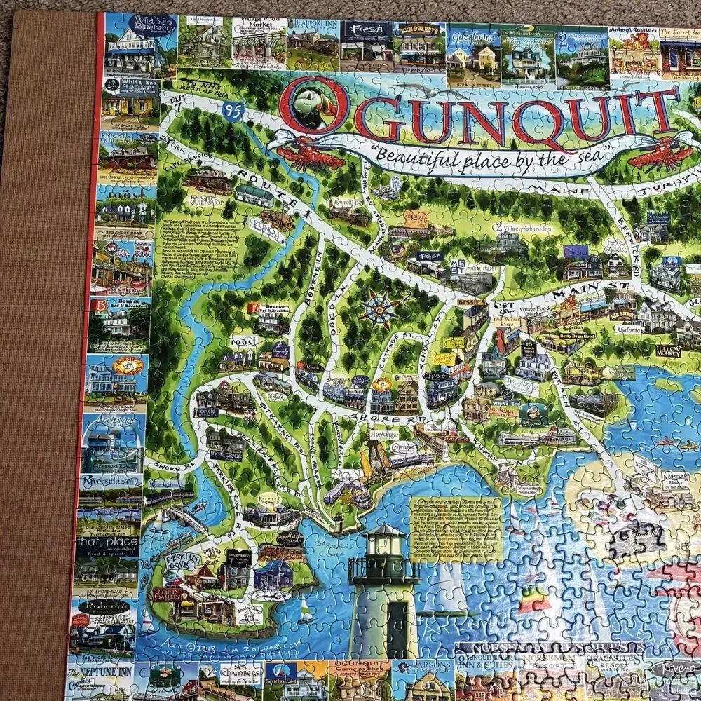 White Mountain Puzzles Ogunquit Maine 1000 Piece Jigsaw Puzzle Complete Rare